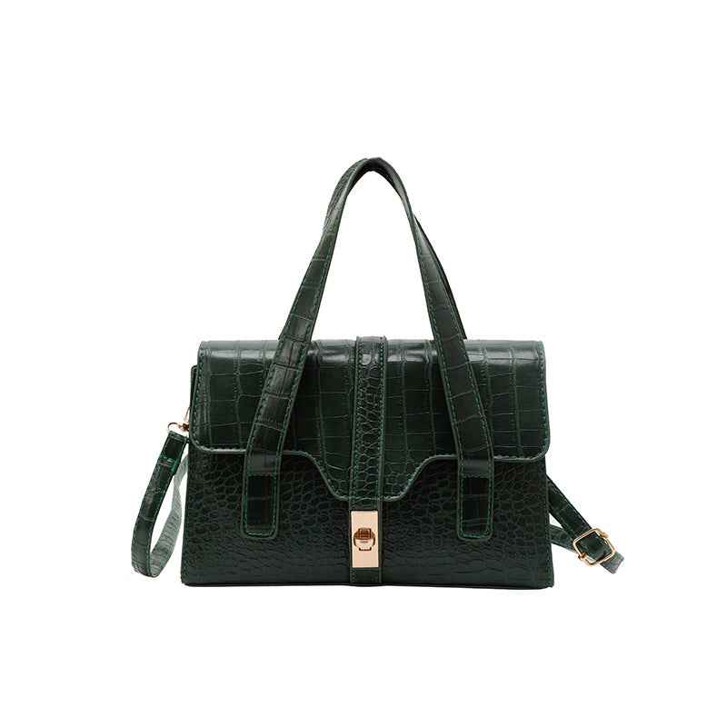 Fashionable Western-style Solid-color Crocodile-pattern Tote Bag
