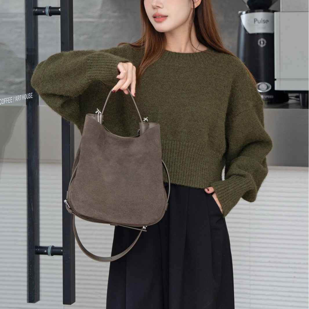 Matte Cowhide Niche Shoulder Crossbody Bag