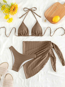 European And American Three-Piece Bikini Set Lace-Up One-Piece Swimsuit