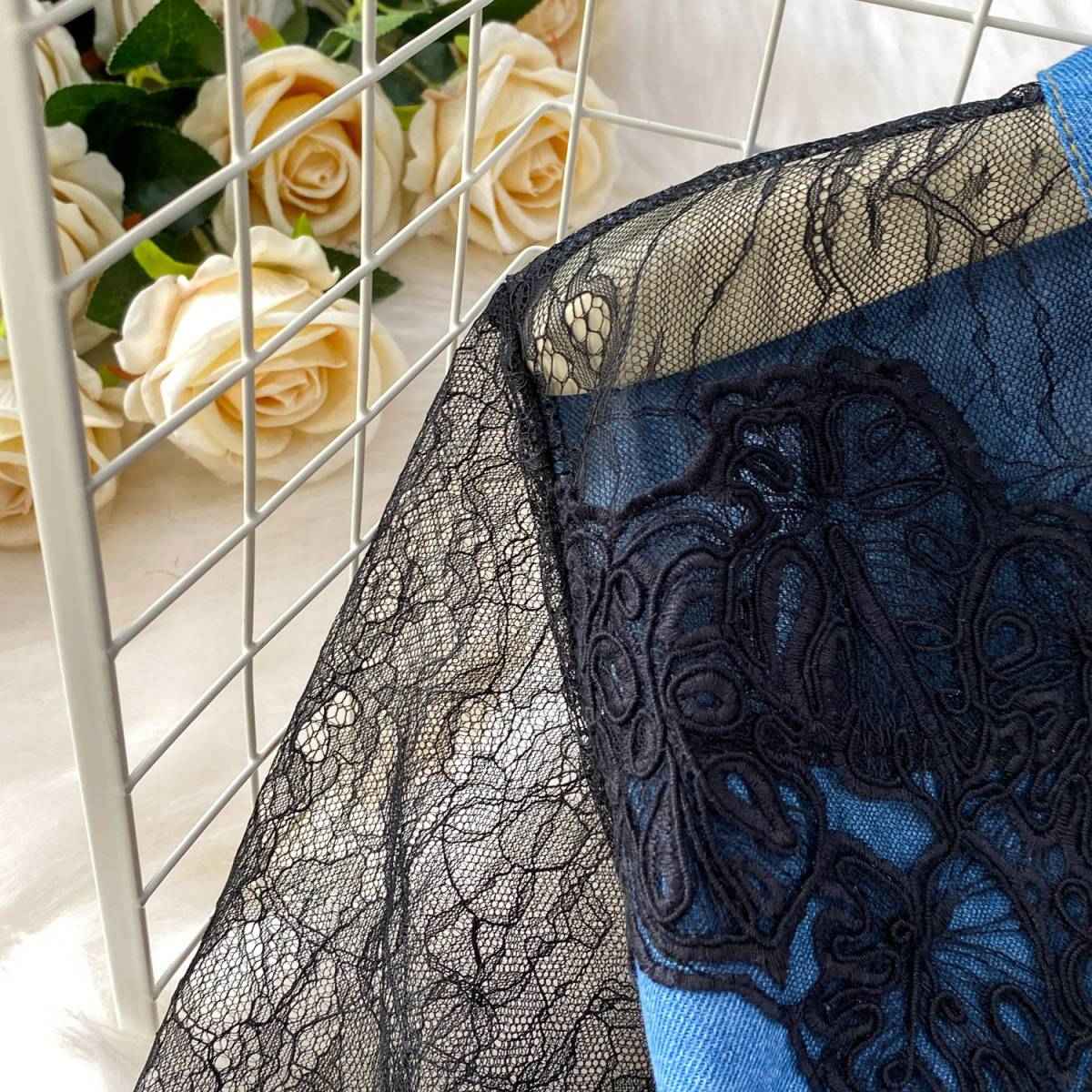 Cross V-neck Lace Stitching Dress