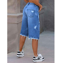 Ripped Denim Shorts With Raw Edges