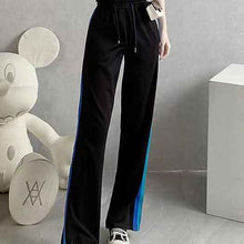 Women's Summer High-End Contrasting Color Short-Sleeve Top And High-Waist Wide-Leg Pants Two-Piece Set