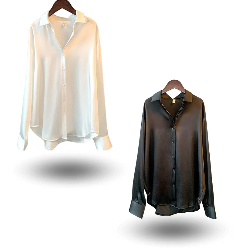 Women's Long-sleeved Satin Shirt by Mirlaine Univers