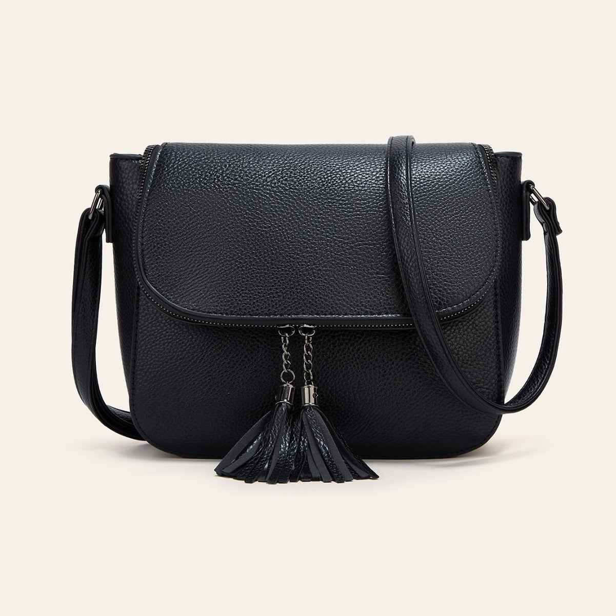 European And American-style Fashionable Flip-top Saddle Bag With Tassels