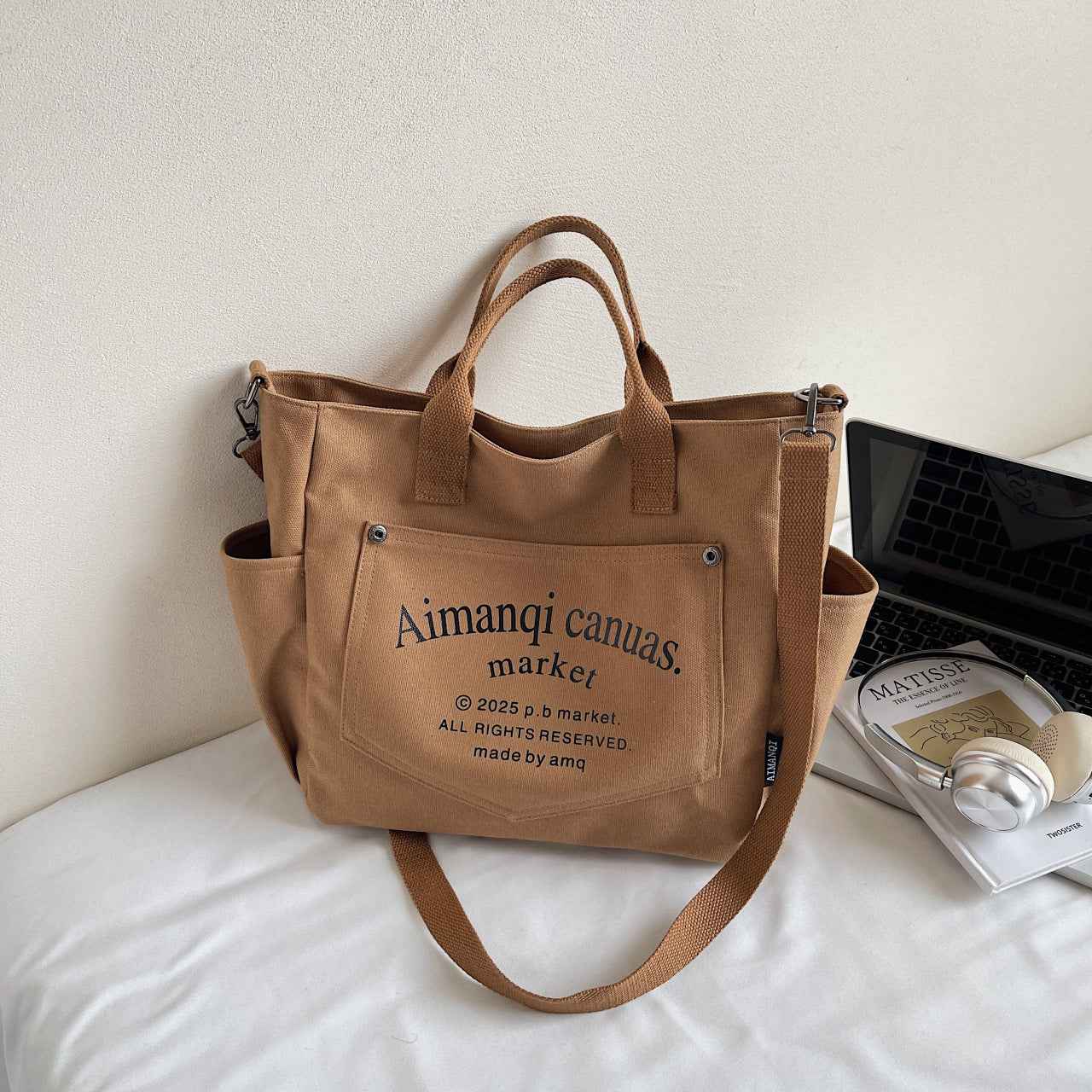 Canvas Commuter Shoulder Tote Crossbody Bag