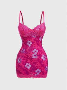 Women's Sexy Lace Cinched Waist Vintage Dress