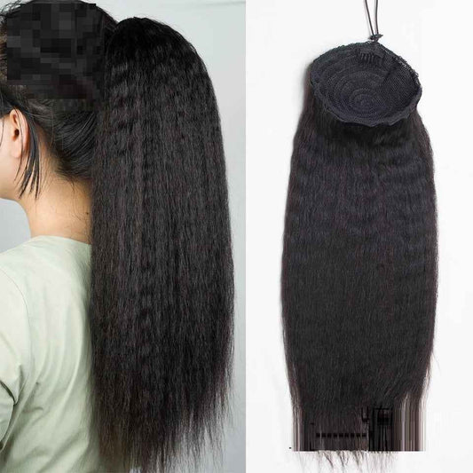 Ladies Bandage Real Hair Ponytail Cornbeard Piece