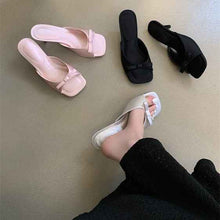 French-style Sophisticated Bow-tie Square-toe Open-toe Stiletto Sandals For Women