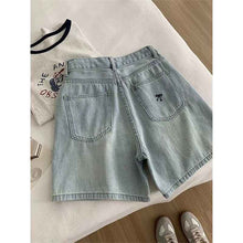 Designer Bow-Embroidered Denim Shorts For Women