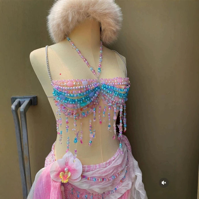 Multi-layer Colorful Bead Choker Versatile Vest Body Chain