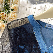 Cross V-neck Lace Stitching Dress