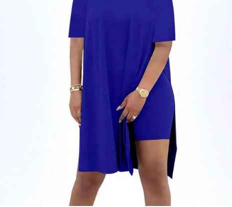 Summer Solid-Color Loose Crew-Neck Short-Sleeve Pants Two-Piece Set
