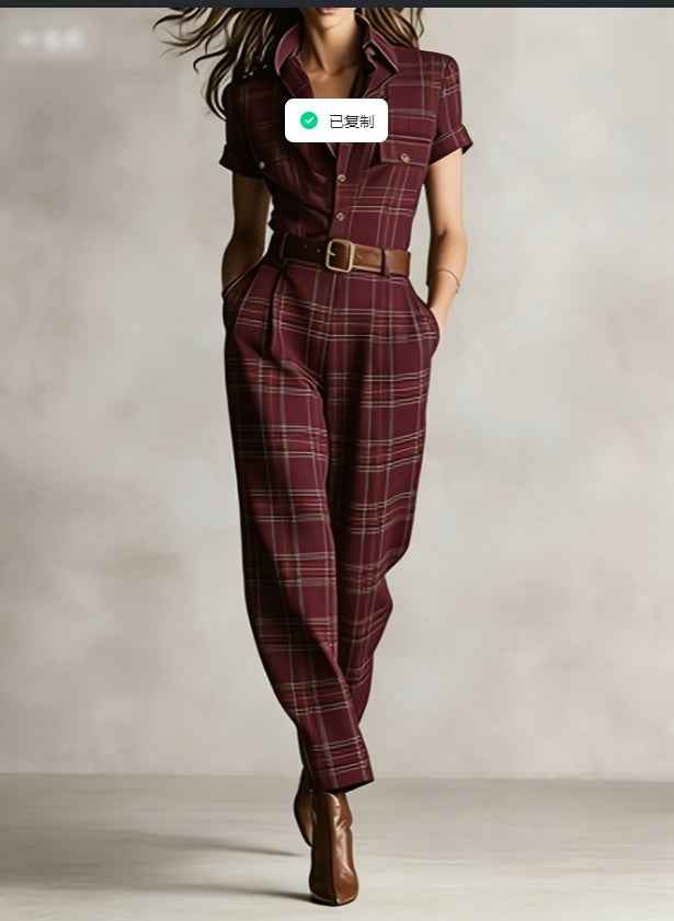 Notched Lapel Wide-leg Jumpsuit