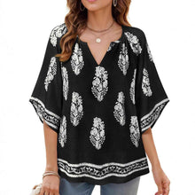 V-neck Printed Bohemian Country-Style Casual Loose Summer Top