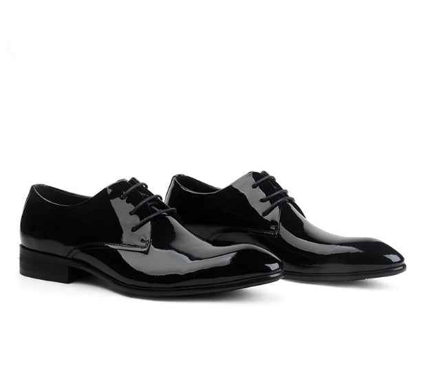 Leather Lace-up Glossy Wedding Shoes  Leather Pointed-toe