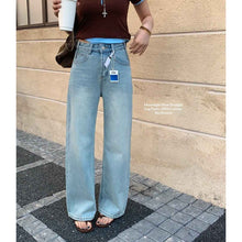 High-waisted Straight-leg Light Blue Jeans For Women