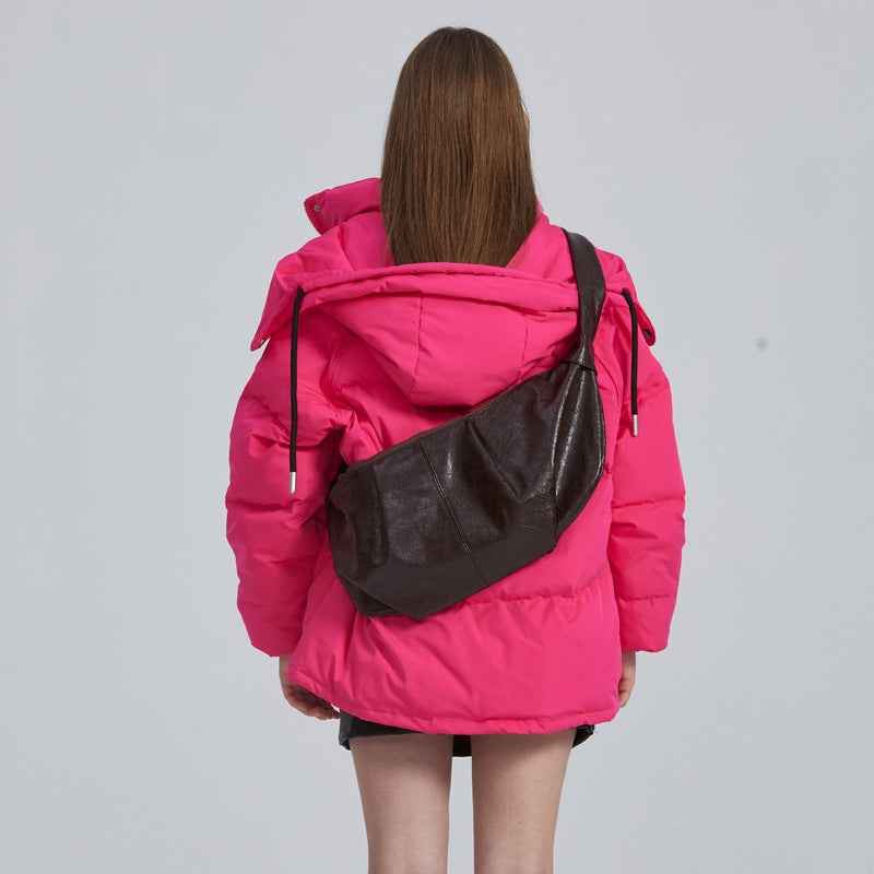 Large-capacity Retro French-style Instagrammable Niche Crossbody Bag A Croissant-shaped Pleated Bag