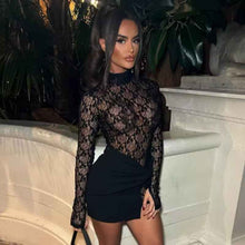 Lace Sheer Long-sleeved Mini Skirt