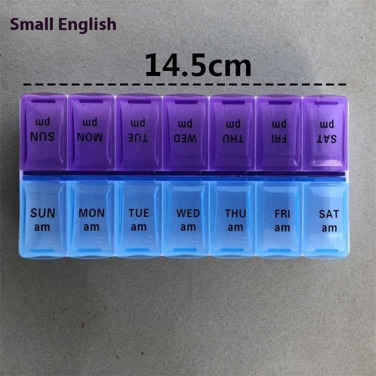 Big Small Size 14 Grid Week Pill Box Morning And Evening Color Week Pill Box Printing Russian English