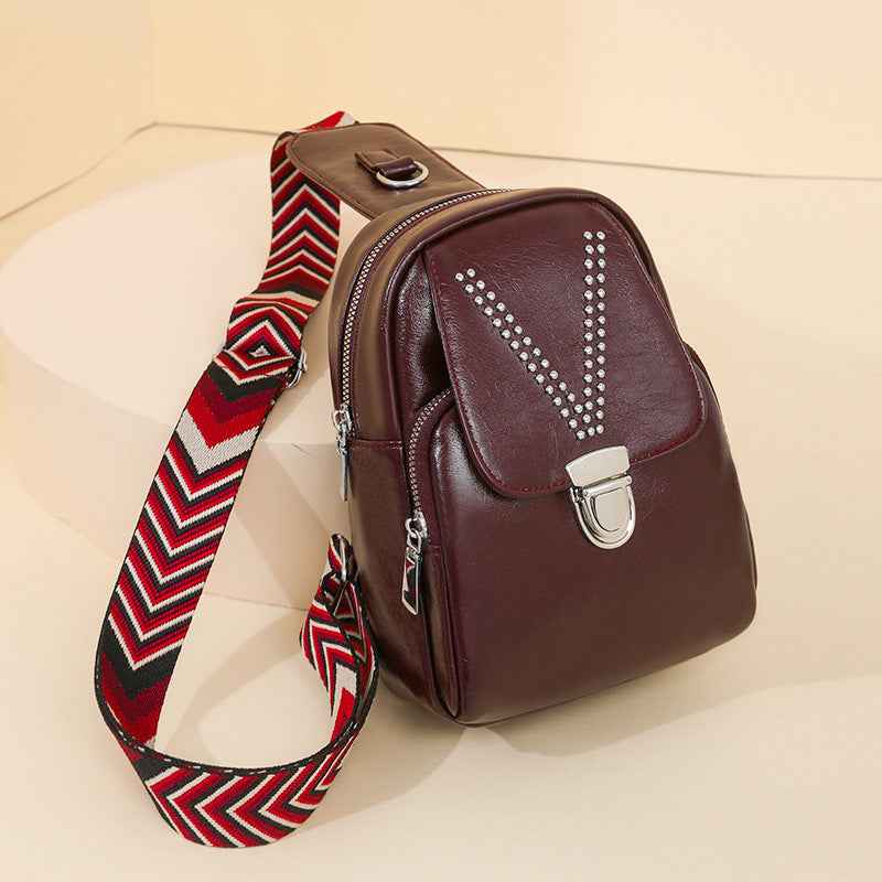Womens Soft Leather Casual All-Match ShoulderCrossbody Bag