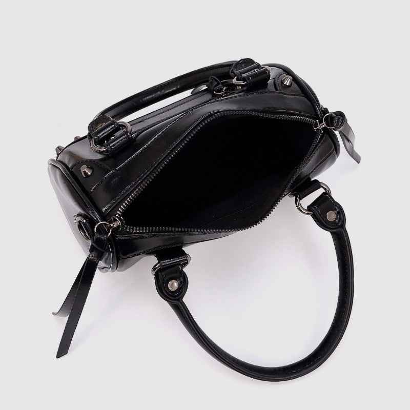 Fashionable Studded Large-capacity Pillow Racing Bowling Biker-inspired Tote And Shoulder Bag