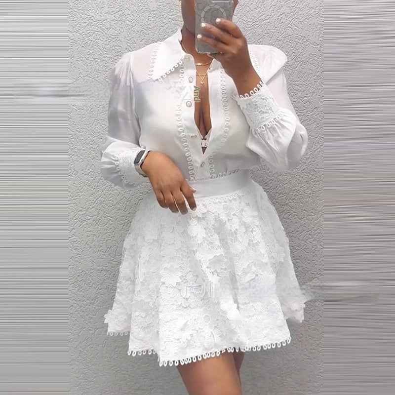 New Womens Fashion Top And Short Skirt Two-piece Set