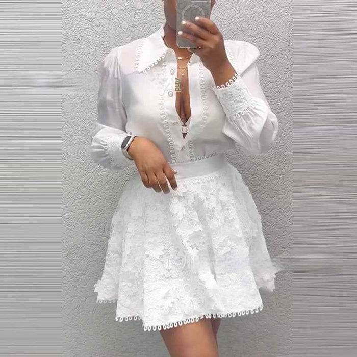 New Womens Fashion Top And Short Skirt Two-piece Set