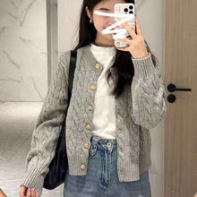 Solid-color Soft Chewy Braided Knit Cardigan For Women Autumnwinter