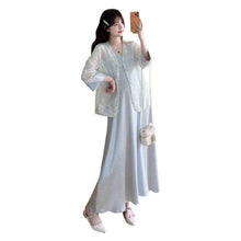 Chinese-style Elegance Craftsmanship-Embossed Sun-Protective Shirt And Slip Dress Set