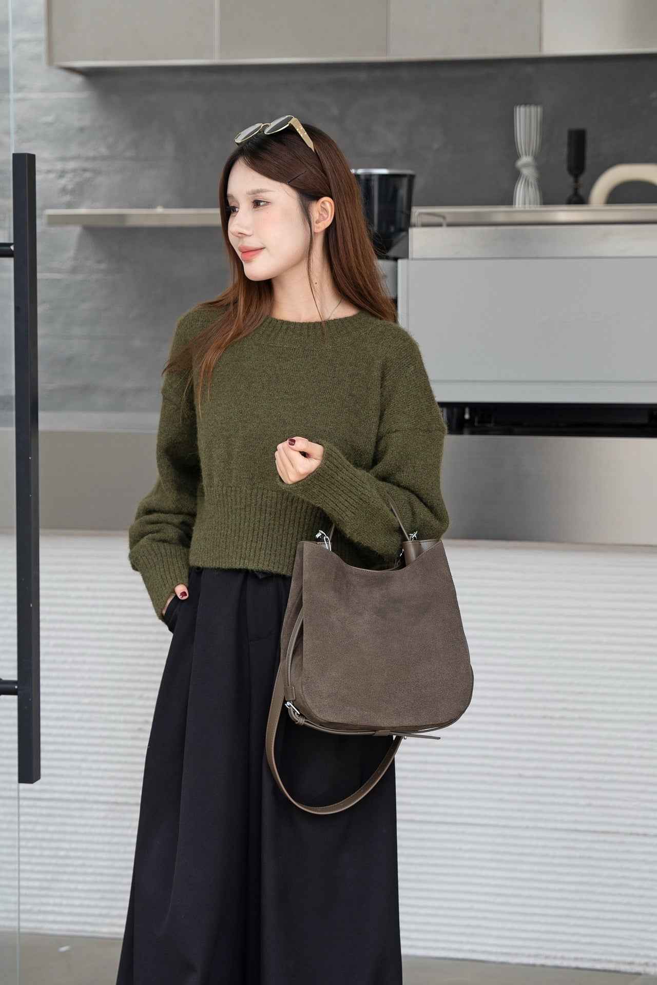 Matte Cowhide Niche Shoulder Crossbody Bag