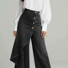 Denim Skort With Button Closure And Washed Finish For Women