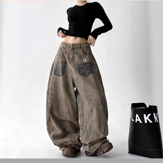 Loose-fit Wide-leg Pants With A Curved Hem For Women