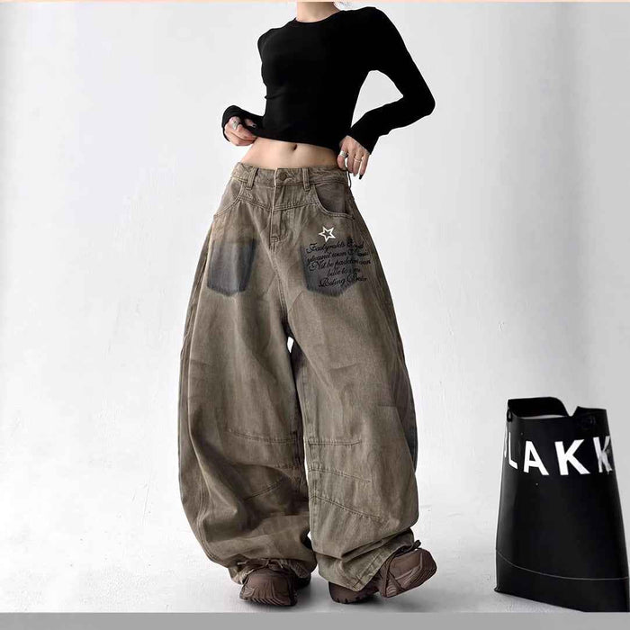 Loose-fit Wide-leg Pants With A Curved Hem For Women