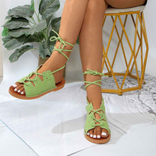 Summer New Plus Size Light Bottom Hemp Rope Lace-up Sandals For Women