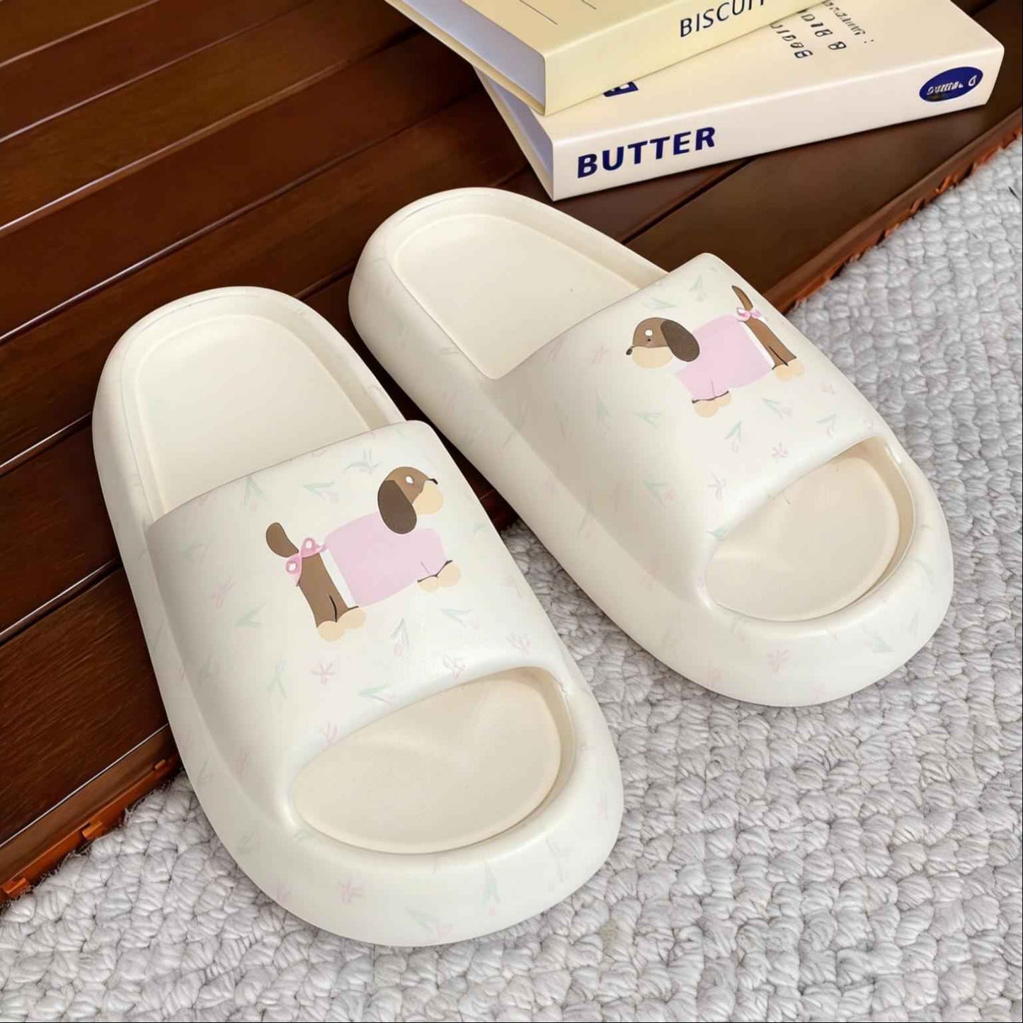 Printed Sausage Dog Slide Sandals For Women