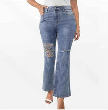 Plus-size Fashionable Casual Ripped Denim Jeans For Women