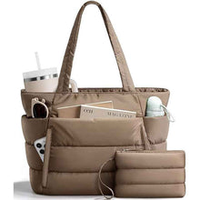 Womens Quilted Tote Bag With Multiple Compartments