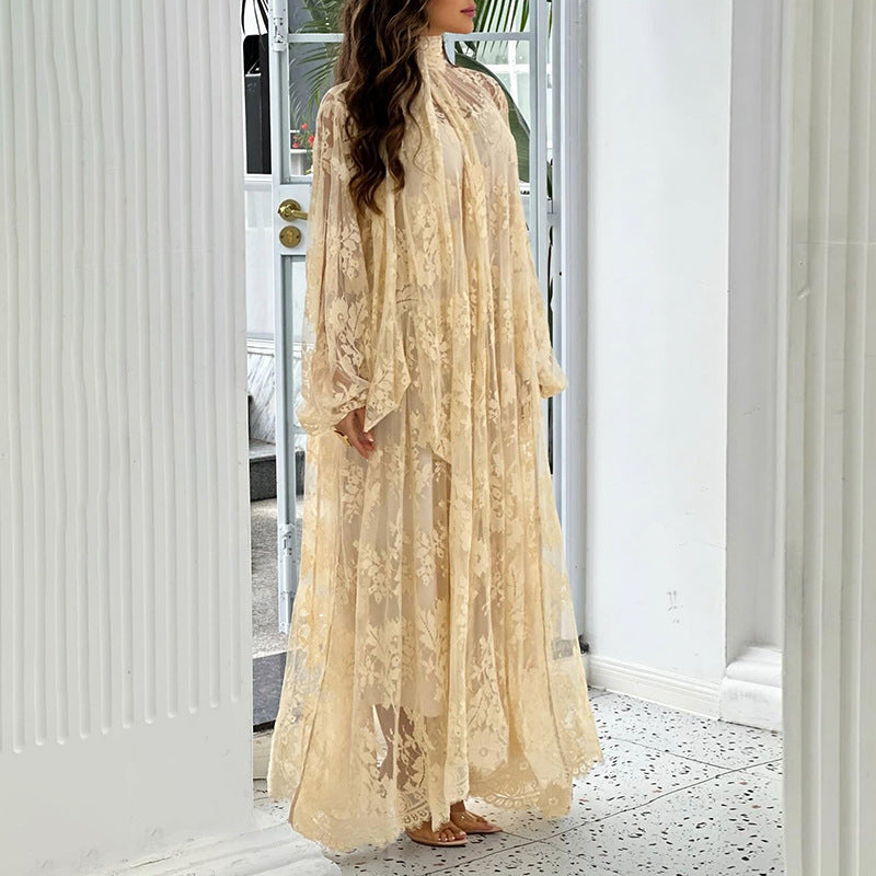 Vietnamese-style Embroidered Heavy-duty Long-sleeve Loose Ruffle Dress by Mirlaine Univers