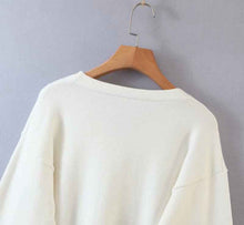 Long sleeve V-neck Straight Cherry Embroidered Cardigan Ssweater