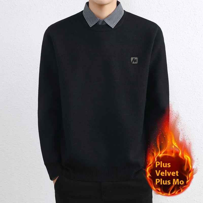 Simple Fake Two Pieces Sweaters Men