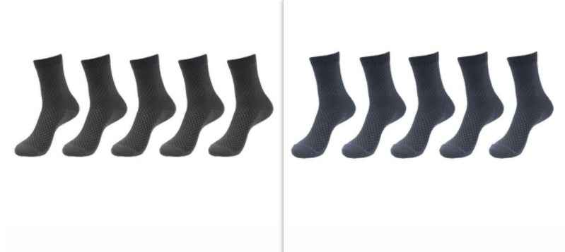 5 Pairs Bamboo Fiber Socks Men's Mid-calf Breathable Socks Business Men's Socks Solid Color