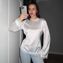 Casual Home Everyday Lace-Sashed Satin Top