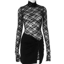 Lace Sheer Long-sleeved Mini Skirt