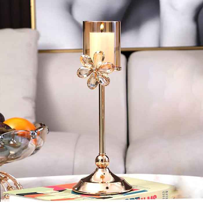 Crystal Petal Glass Candlestick Household Table Decorative Ornaments