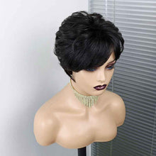 Short Wavy Pixie Cut Full Machine Made Human Hair Wigs