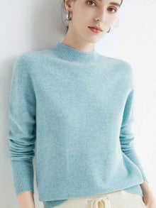 Half High Collar Pure Wool Women's Long Sleeved Knitted Base Sweater