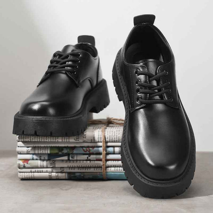 Mens Business Waterproof Black Leather Shoes