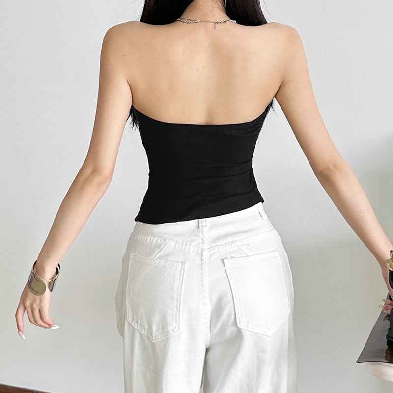 Irregular Spicy Girl Short Tube Top Blouse