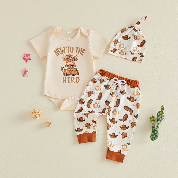 Western Cowboy Romper, Pants, And Hat Three-piece Set