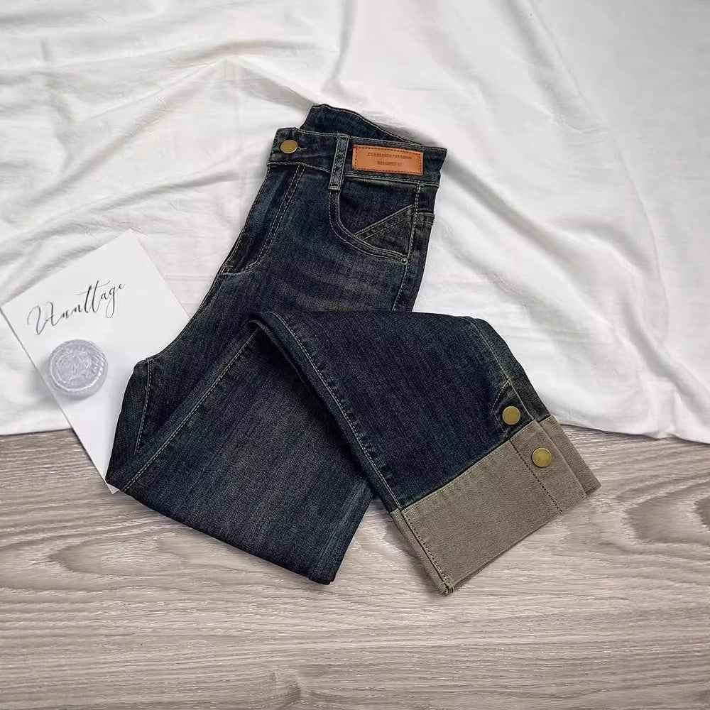 Womens Stacked Cropped Straight Jeans